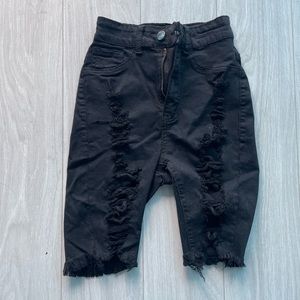 FASHION NOVA ripped black denim jean shorts